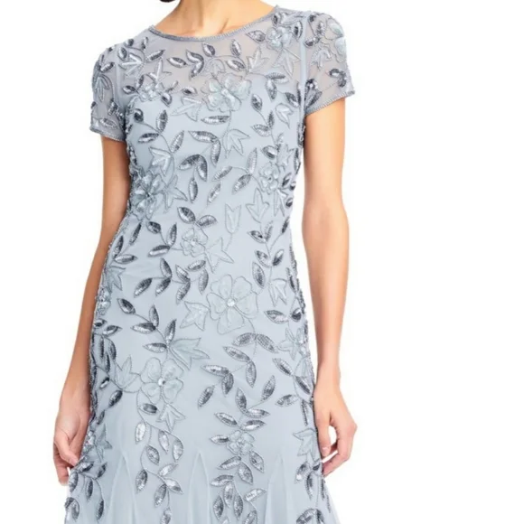 Adrianna Papell Dresses Adrianna Papell Blue Heather Godet Gown Size 6 Poshmark